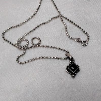 Vintage Onyx 925 18" Necklace