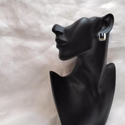 Black Onyx Mexico Silver Earrings
