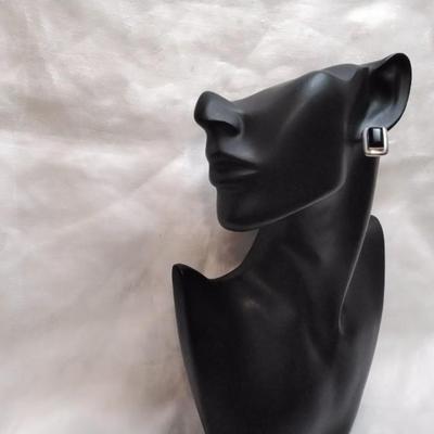 Black Onyx Mexico Silver Earrings