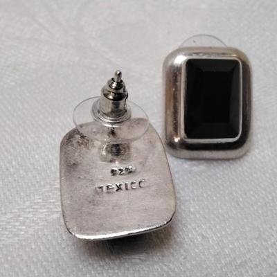 Black Onyx Mexico Silver Earrings
