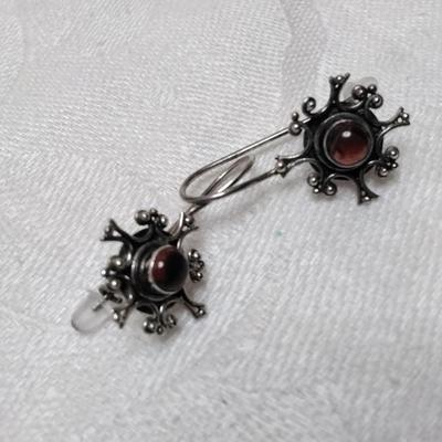 Antique Rhodolite Garnet 925 Earrings