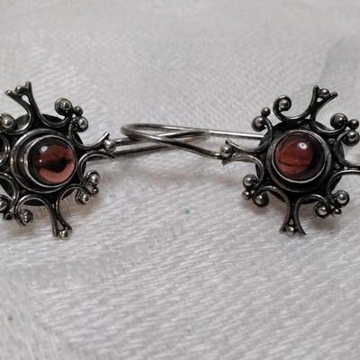 Antique Rhodolite Garnet 925 Earrings