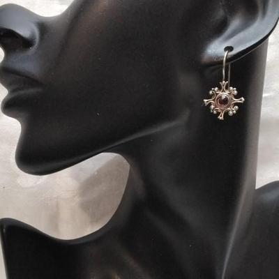 Antique Rhodolite Garnet 925 Earrings