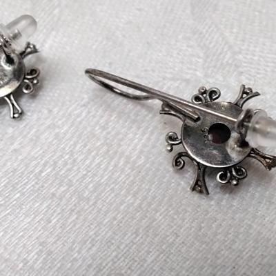 Antique Rhodolite Garnet 925 Earrings