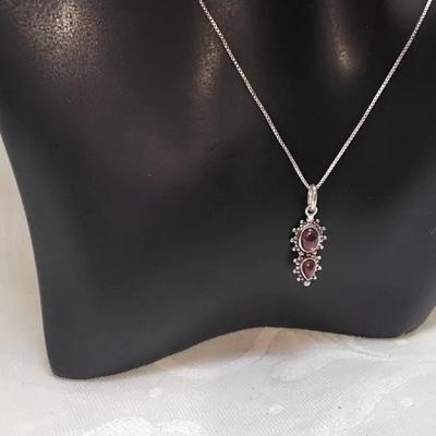Antique  Rhodolite Garnet Italian 925 18" Necklace