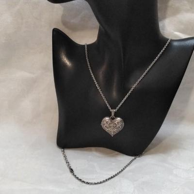 Antique Marcasite Locket 925 30" Necklace