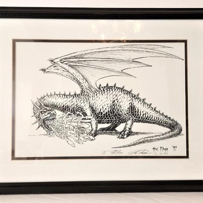 Lot #36  Fire-Breathing Dragon Print, hand-signed by Artist