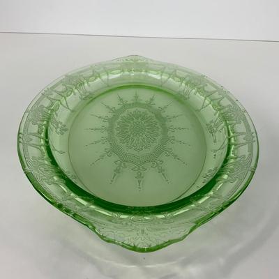 -37- URANIUM | Cameo â€œBallerinaâ€ Hocking Glass Co. | Green Depression Platter