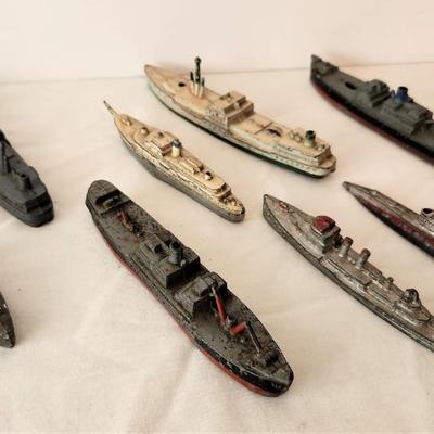 Lot #41  Lot of Antique TOOTSIE Metal Toys - Battleships
