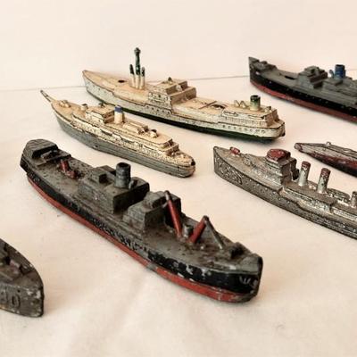 Lot #41  Lot of Antique TOOTSIE Metal Toys - Battleships