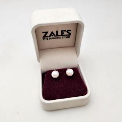 Lot #49  Pair of 14kt gold/cultured pearl earrings