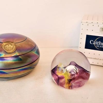 Lot #50  Two Art Glass Paperweights, one Caithness (Scottish)