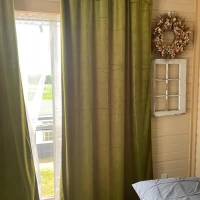 Green Velvet Curtains 4 panels