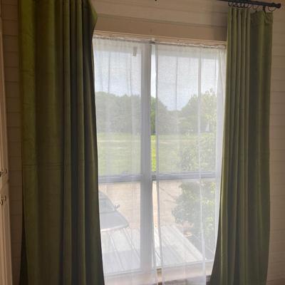 Green Velvet Curtains 4 panels