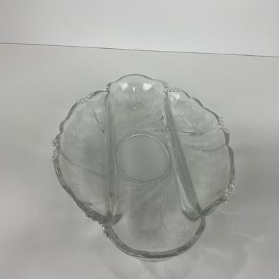 -39- GLASSWARE | Rose Heisey Glass Co. | Etched Divided Dish