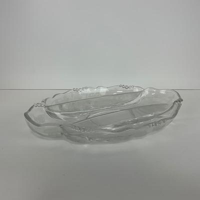 -39- GLASSWARE | Rose Heisey Glass Co. | Etched Divided Dish