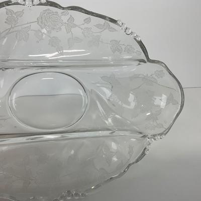 -39- GLASSWARE | Rose Heisey Glass Co. | Etched Divided Dish