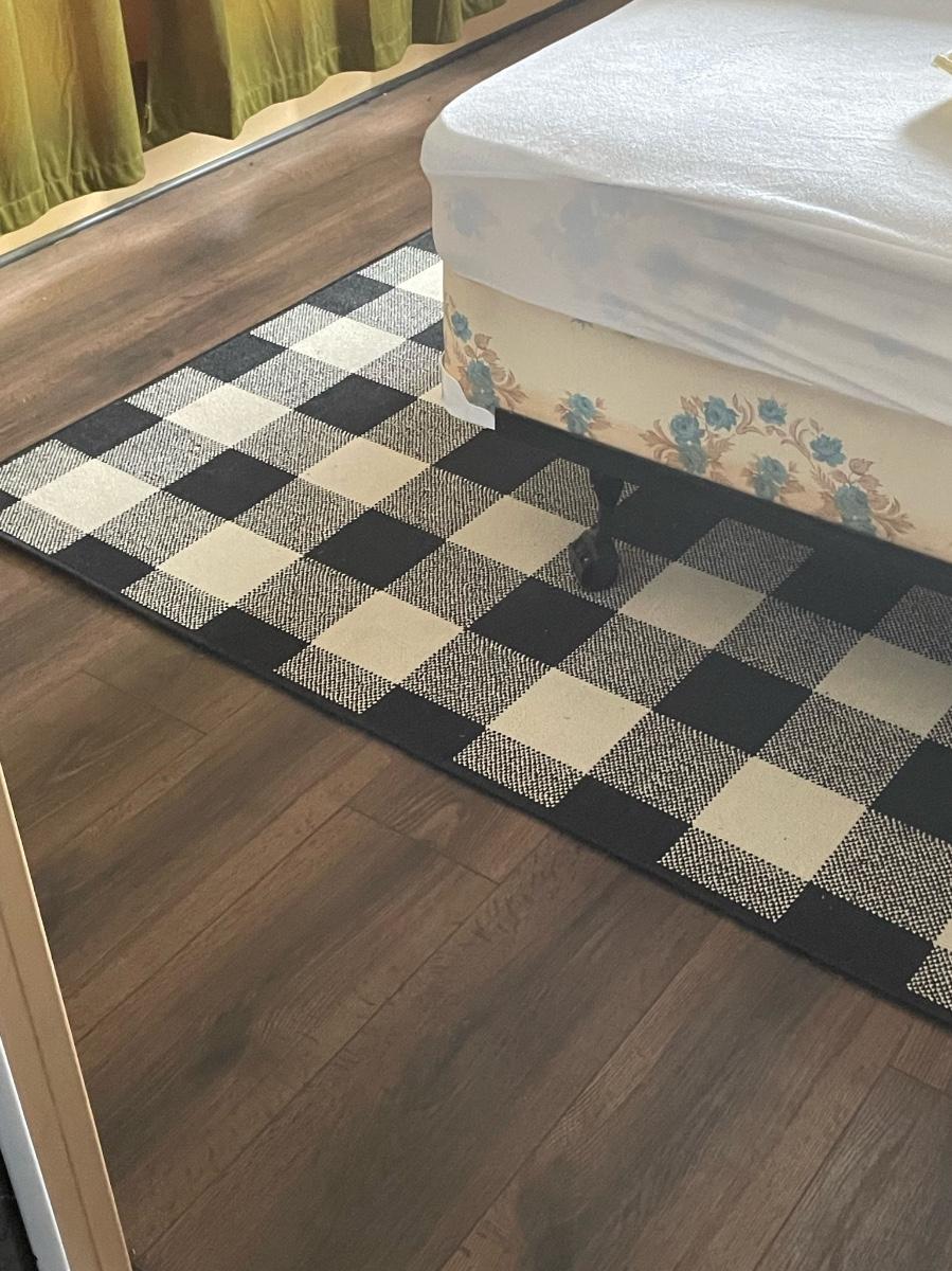 Black and off white Check Rug