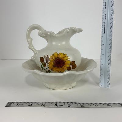 -42- POTTERY | McCoy USA Sunflower | Pitcher & Bowl