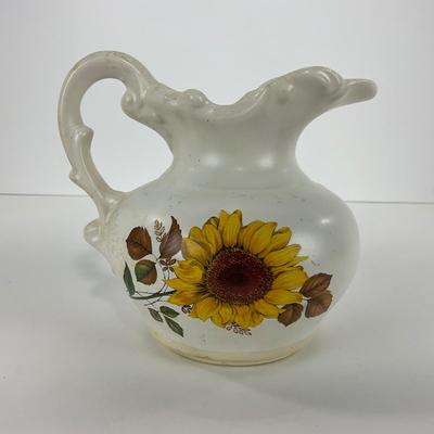 -43- POTTERY | McCoy USA Sunflower | Pitcher & Bowl