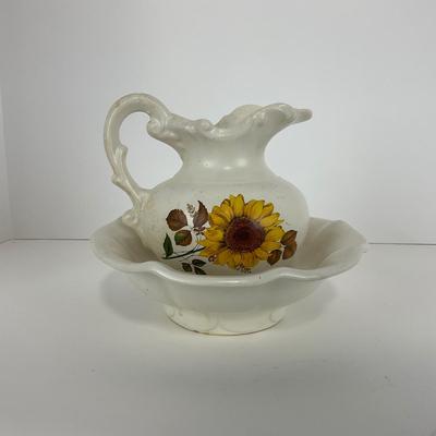 -43- POTTERY | McCoy USA Sunflower | Pitcher & Bowl