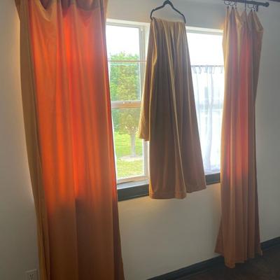 2 pair gold velvet curtains