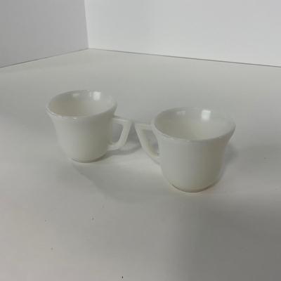 -50- DISHES | White Milk Glass Childrenâ€™s Cup & Saucer