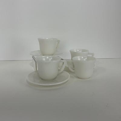 -50- DISHES | White Milk Glass Childrenâ€™s Cup & Saucer