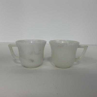 -50- DISHES | White Milk Glass Childrenâ€™s Cup & Saucer