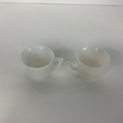 -50- DISHES | White Milk Glass Childrenâ€™s Cup & Saucer