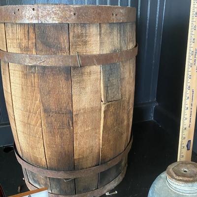 Vintage Barrel Gas Can and trivet Lot