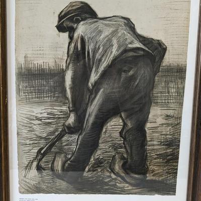 1975 Digger in a Potato Field and Peasant Woman Digging Vincent Van Gogh Framed German Prints