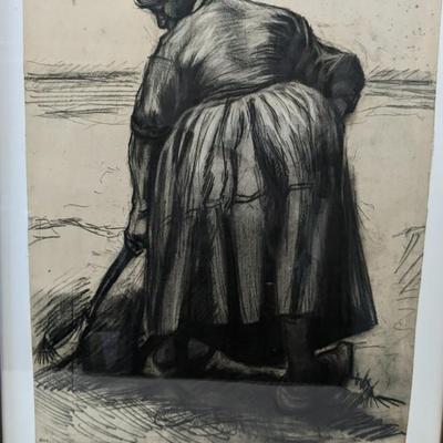 1975 Digger in a Potato Field and Peasant Woman Digging Vincent Van Gogh Framed German Prints