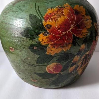 Asian Handpainted Clay Pot