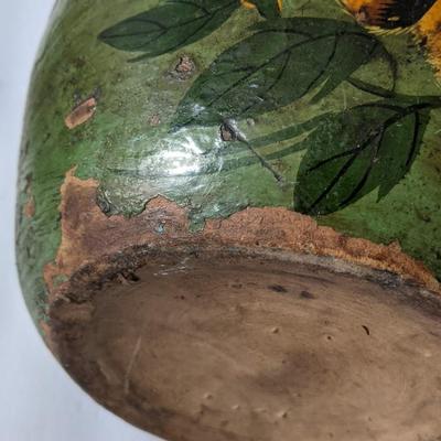 Asian Handpainted Clay Pot