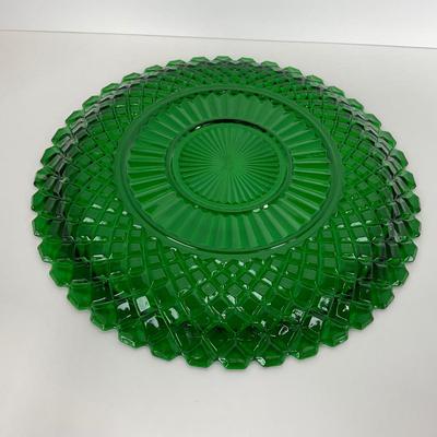 -52- GLASSWARE | Anchor Hocking Waterford Waffle | Green Depression Relish & Inserts Set
