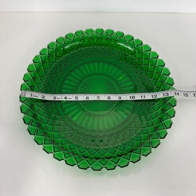 -52- GLASSWARE | Anchor Hocking Waterford Waffle | Green Depression Relish & Inserts Set