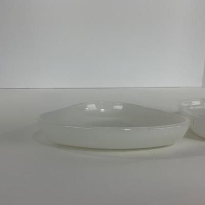 -52- GLASSWARE | Anchor Hocking Waterford Waffle | Green Depression Relish & Inserts Set