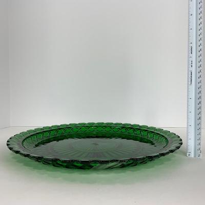 -52- GLASSWARE | Anchor Hocking Waterford Waffle | Green Depression Relish & Inserts Set