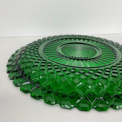 -52- GLASSWARE | Anchor Hocking Waterford Waffle | Green Depression Relish & Inserts Set