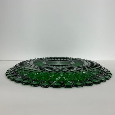 -52- GLASSWARE | Anchor Hocking Waterford Waffle | Green Depression Relish & Inserts Set