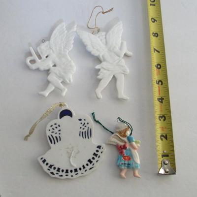 Lot of 4 Porcelain Angel Christmas Ornaments