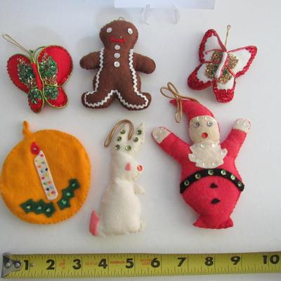 Retro Lot Vintage Felt and Sequin Christmas Ornaments