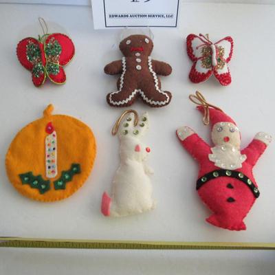 Retro Lot Vintage Felt and Sequin Christmas Ornaments
