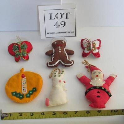 Retro Lot Vintage Felt and Sequin Christmas Ornaments