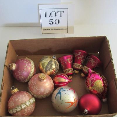 Lot of Older Nice Glass Christmas Ornaments, Krebs Balls and Bells, More