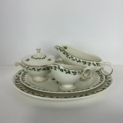 -54- DISHES | Superior Hall Quality Dinnerware Cameo Rose | Sugar, Creamer, Gravy, & Platters