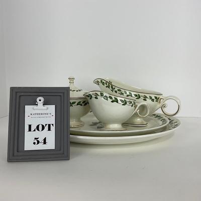 -54- DISHES | Superior Hall Quality Dinnerware Cameo Rose | Sugar, Creamer, Gravy, & Platters
