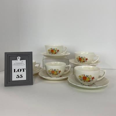-55- GLASSWARE | Chinex Classic MacBeth Evans Bouquet | Tea Cups & Saucers