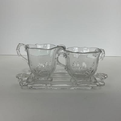 -57- GLASSWARE | Fostoria Glass Co.  Baroque | Creamer, Sugar, & Tray